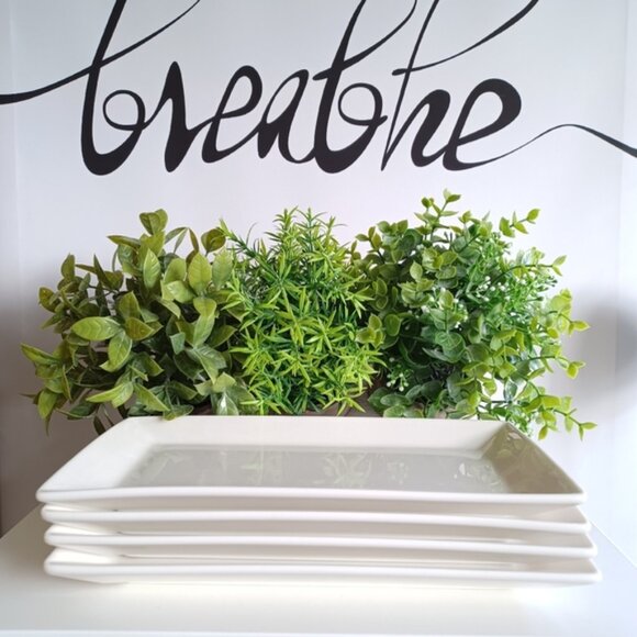 Krockery Porcelain White Rectangular Serving Plates | Set of 4 - Picture 2 of 6